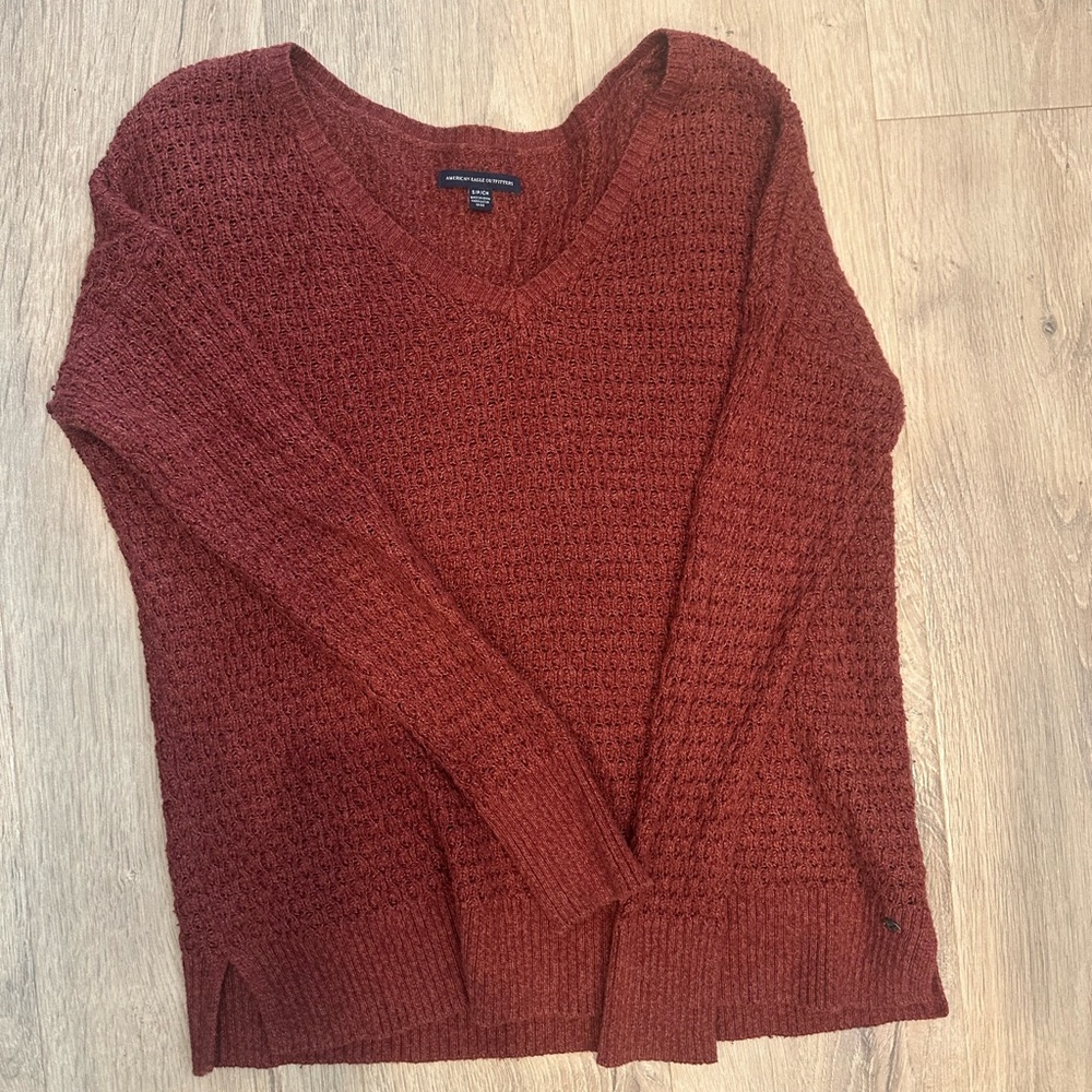 American Eagle Outfitters V-Neck Sweater - Deep Rust